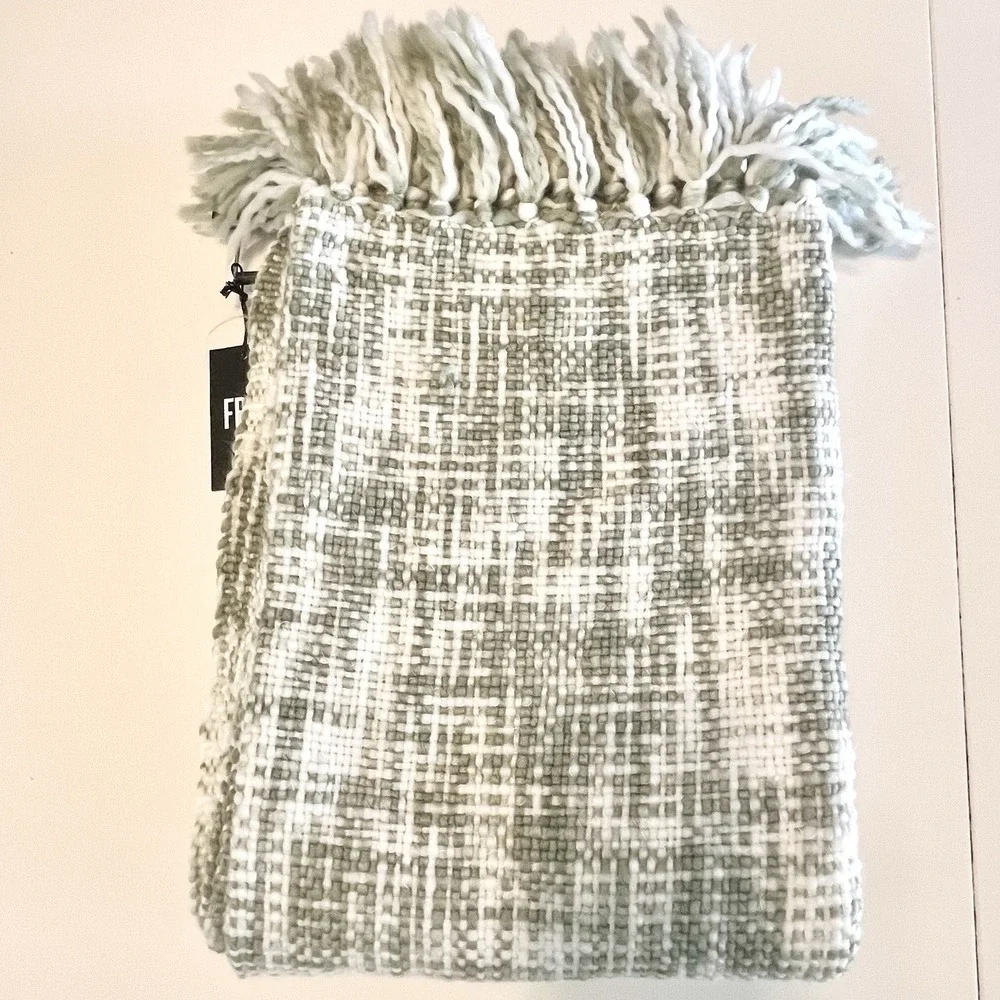 Frye Oversized Woven Throw Blanket Sage Green 50x70 in Fringe Modern Farmhouse